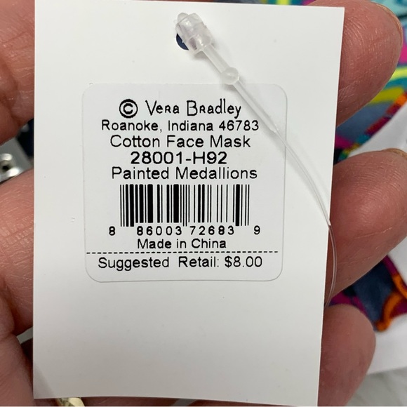 NWT Vera Bradley Face Mask on a Lanyard Painted Medallions Mask/Zen Gray Lanyard - Picture 8 of 11